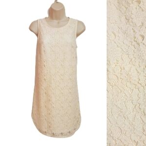 Monteau Floral Lace Mini Dress Beige Small